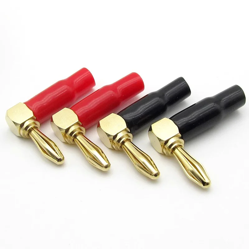 

4/8pcs 4mm L-shaped Right Angle Banana Plug Soft Plastic Shell 90 Degree Banana Connector Red Black for Audio Video Speaker