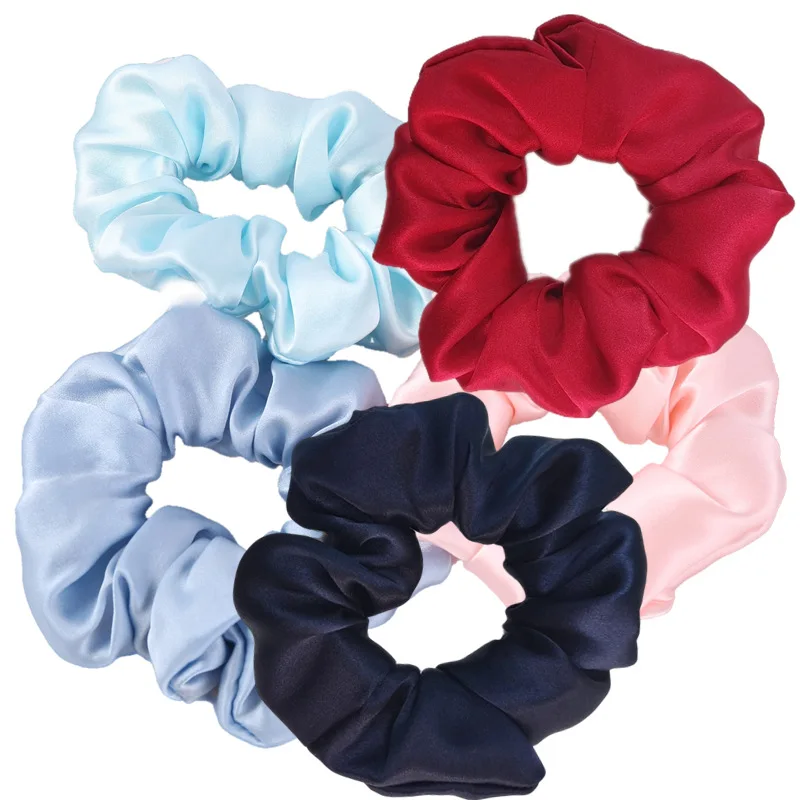 

100% Pure Mulberry Silk Large Scrunchies Rubber Bands Hair Ties Gum Elastics Ponytail Holders for Women Girls 3.5CM