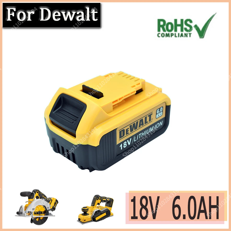 DeWalt 18V 6.0AH 100% Original for DeWalt rechargeable power tools battery with LED Li-Ion replacement DCB205 DCB204-2