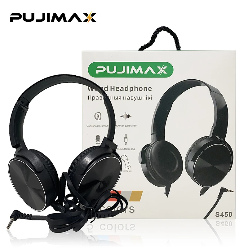 Игровые музыкальные наушники PUJIMAX с повязкой на голову, проводная стереогарнитура с разъемом 3,5 мм, гарнитура с микрофоном для Samsung, Xiaomi, Huawei