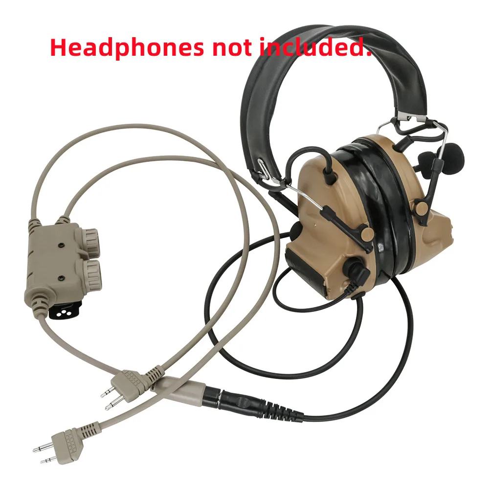 Tactical Military PTT RAC PTT Dual COMM Midland plug Tactical Headset Adapter for PELTOR COMTAC / MAS Sordin Shooting Headphones