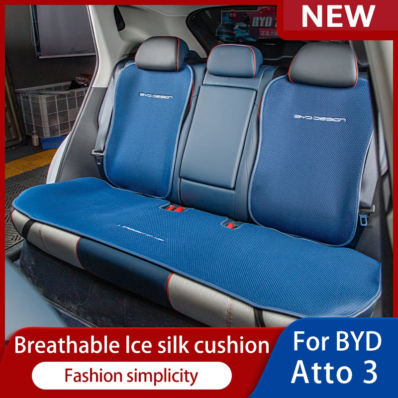 

new Seat Protector Cushion Mat For BYD Atto 3 yuan plus 2022 Car Seat Cover Front Rear Ice Silk/Linen Fabric Cushion Breathable