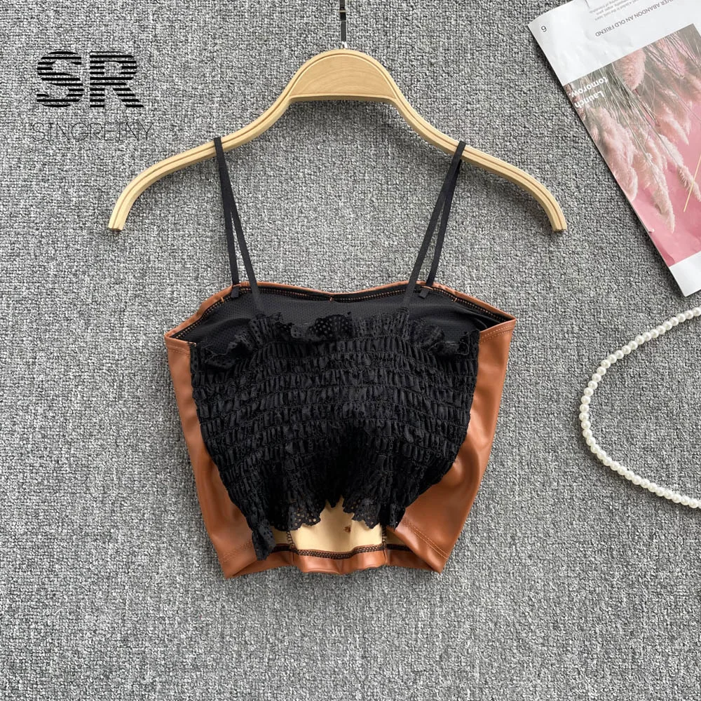 Женский укороченный топ на бретельках SINGREINY облегающий однотонный без рукавов с