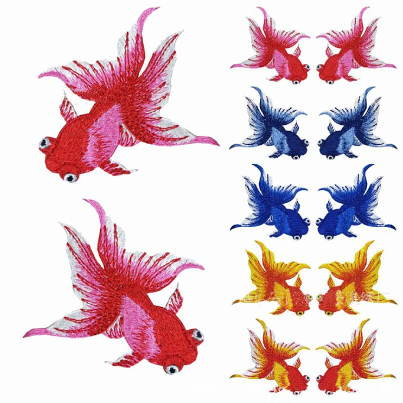 Нашивки в китайском этническом стиле с вышивкой виде животных и рыбок Для