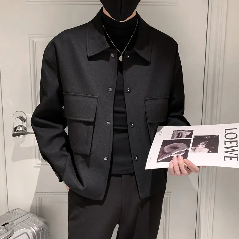 Куртка мужская Осенняя с карманами и отложным воротником