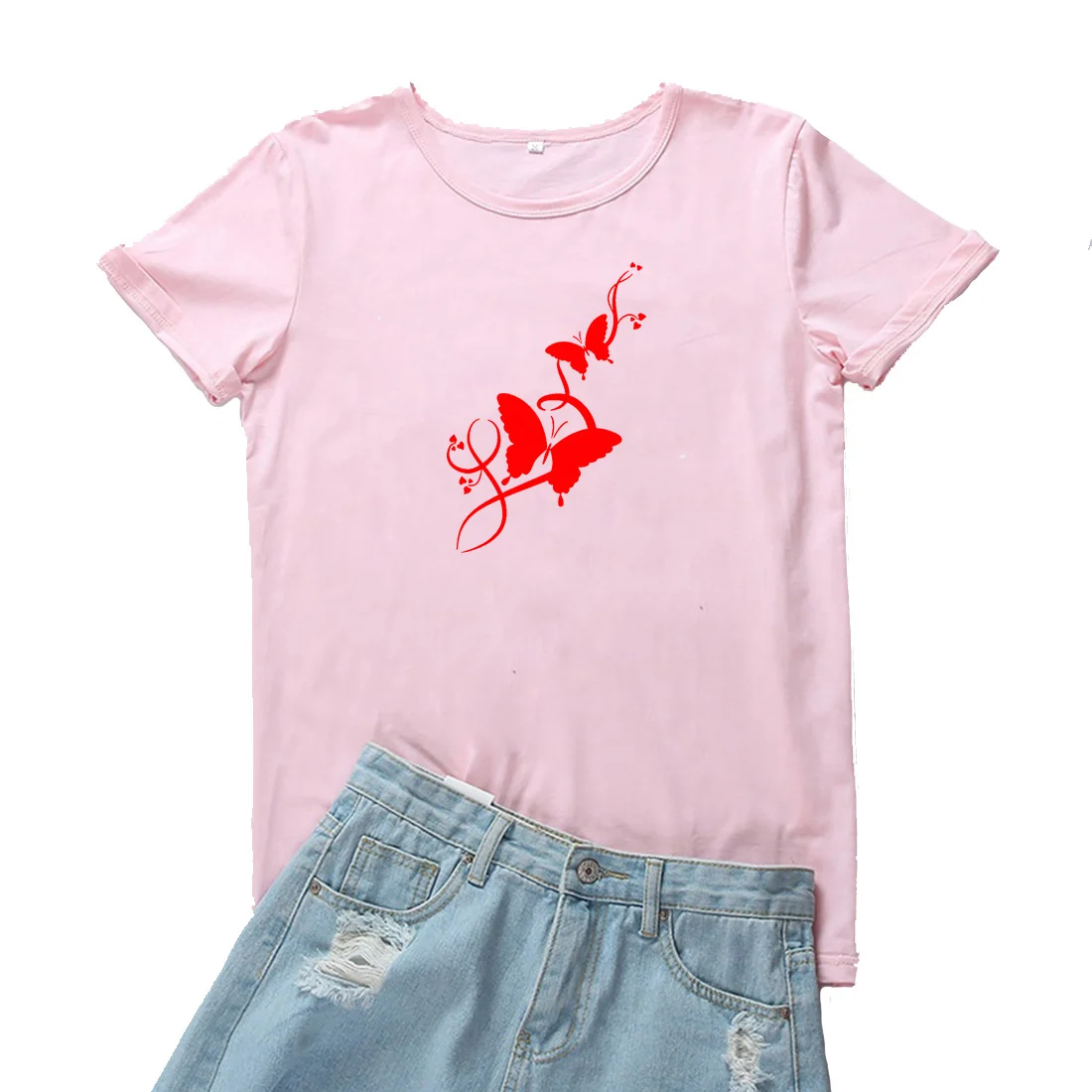 

Red Butterfly Tees Women T Shirt for Women Simple Women