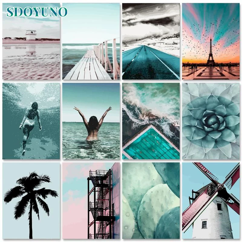 

SDOYUNO Interior Painting by numbers Original gifts Scenery Number painting Seascape DIY Drawing by numbers Wall art Home decor