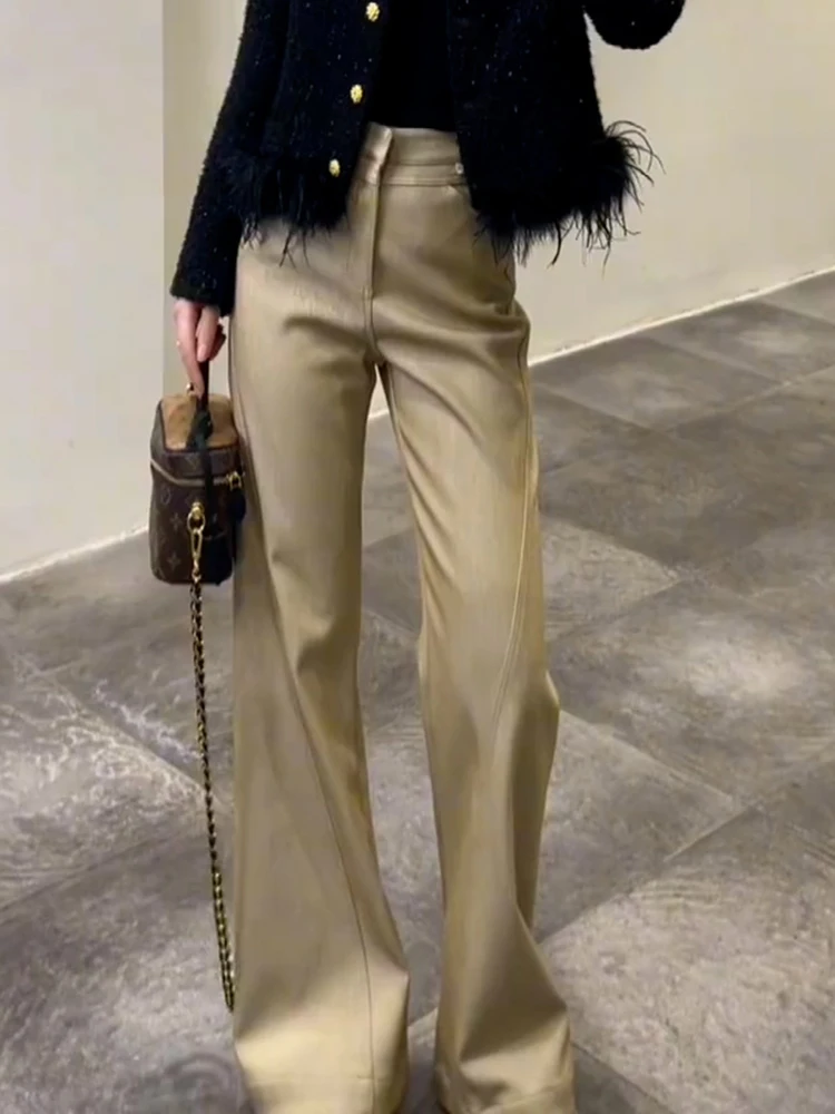 Европейские товары больших размеров маленькие прямые свободные брюки с высокой