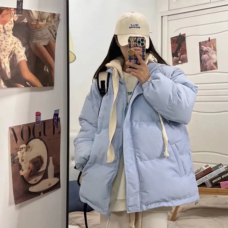 GRELLER Short Jacket Woman Parkas Fall Winter 2022 Thicken Warm Spliced Coat Oversized Korean Fashion Loose Puffer Outerwear