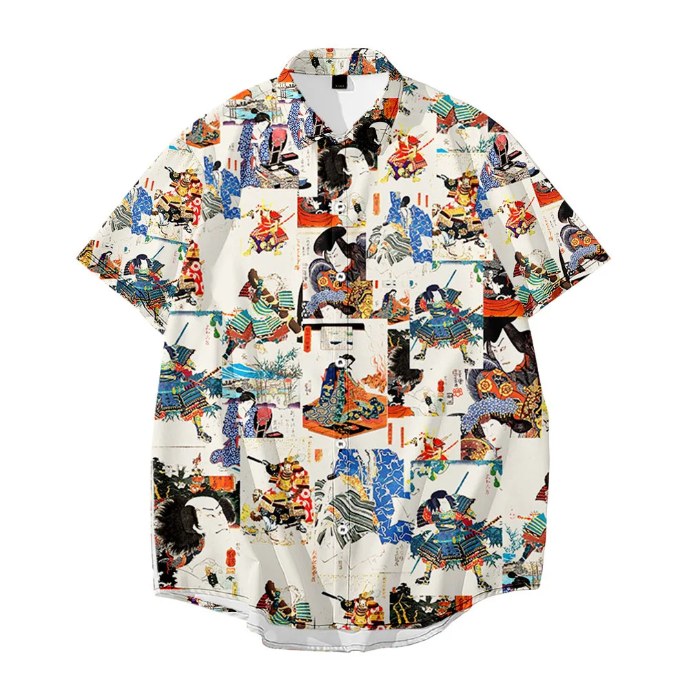 Рубашка Y2k мужская с 3D Цифровым принтом уличная футболка гавайским Ретро