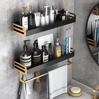 light luxury bathroom storage bathroom wall cosmetic toothbrush cup towel perforation free rack household kitchen seasoning rack