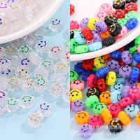 10mm acrylic three dimensional smiling face flat beads diy jewelry accessories bracelet necklace color beads