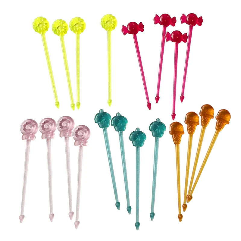 

20pcs Candy Fruit Fork Food Grade Plastic Mini Cartoon Kid Cake Fruit Toothpick Kitchen Lunch Bento Tool Party Decoration
