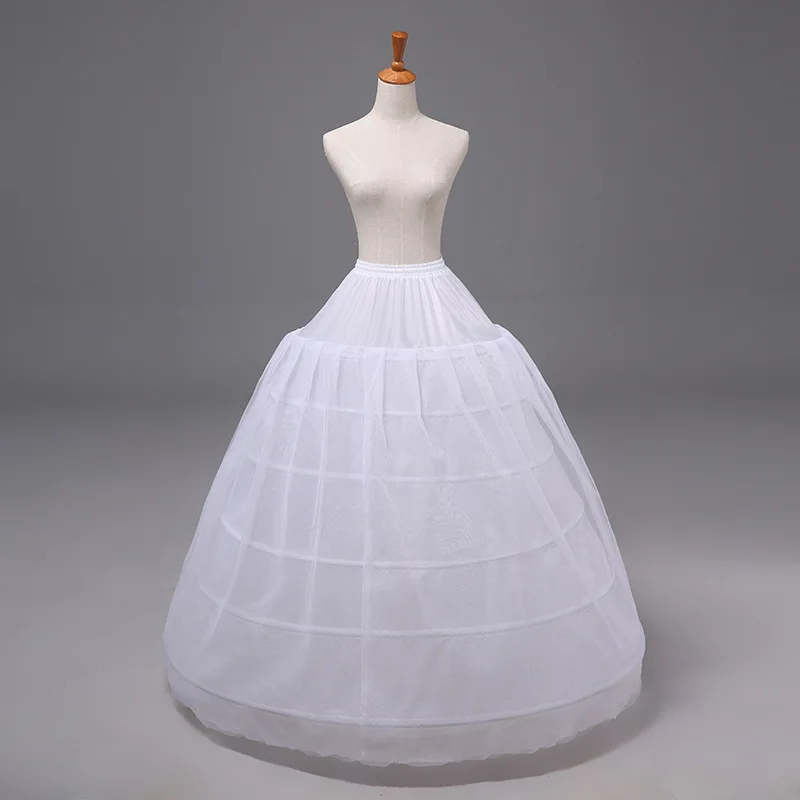 

6 Hoops Petticoat Ball Gown Wedding Dress Underskirt Crinoline Skirt Waist Adjustable 2 Layer Dress Underwear