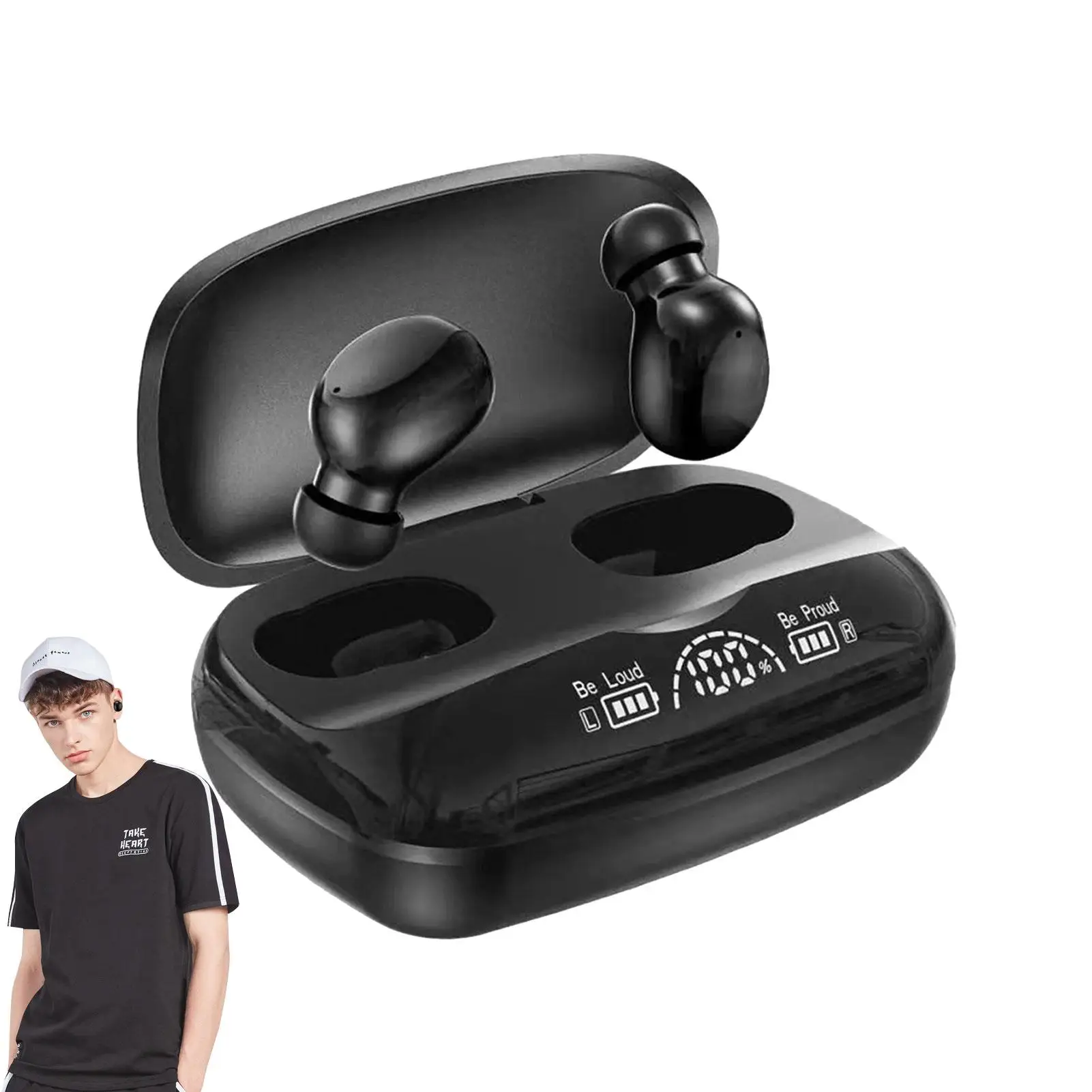 

Wireless Headphones Blue Tooth 5.2 Earphones Sport Earbuds With Mic Charging Box LED Display Headphones For All Smartphones