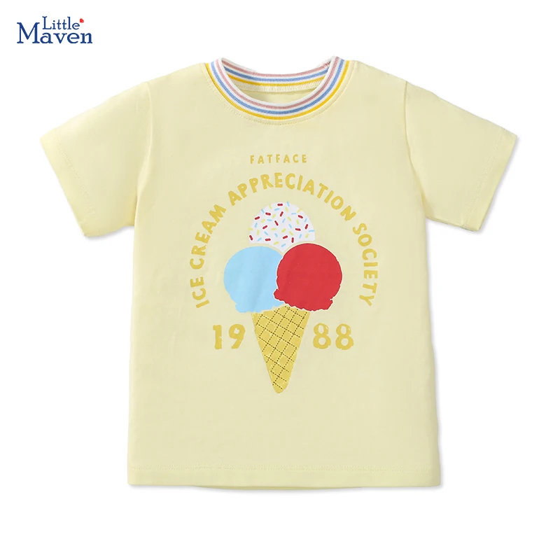 Детская одежда Little maven корейская детская новинка 2023 года летняя футболки с