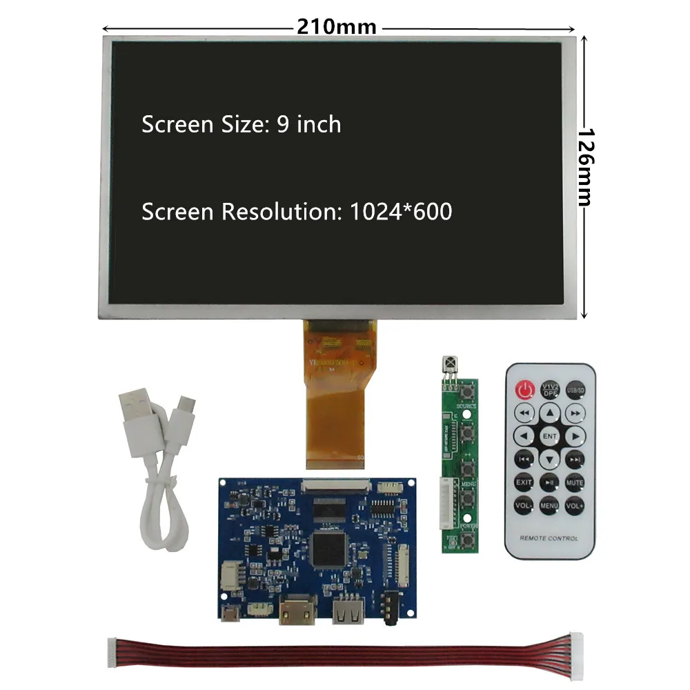 9-дюймовый 1024*600 ЖК-экран дисплей драйвер платы управления Портативный