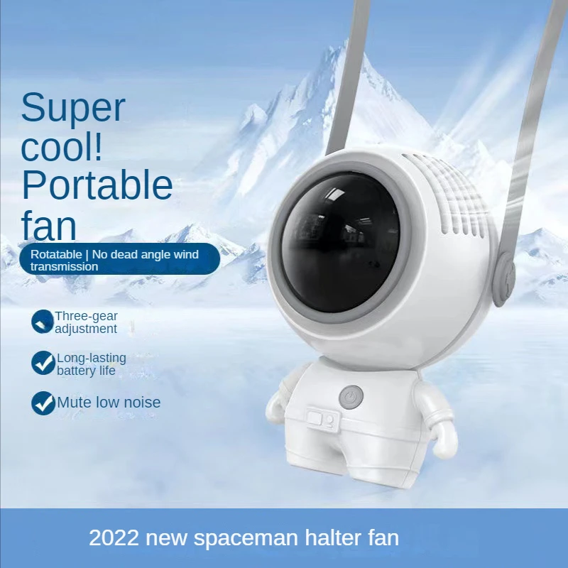 

Astronaut Hanging Neck Fan Portable Cooler Fan USB Leafless 360 Degree Neckband Fan 78 Surround Air Outlets Rechargeable Mini