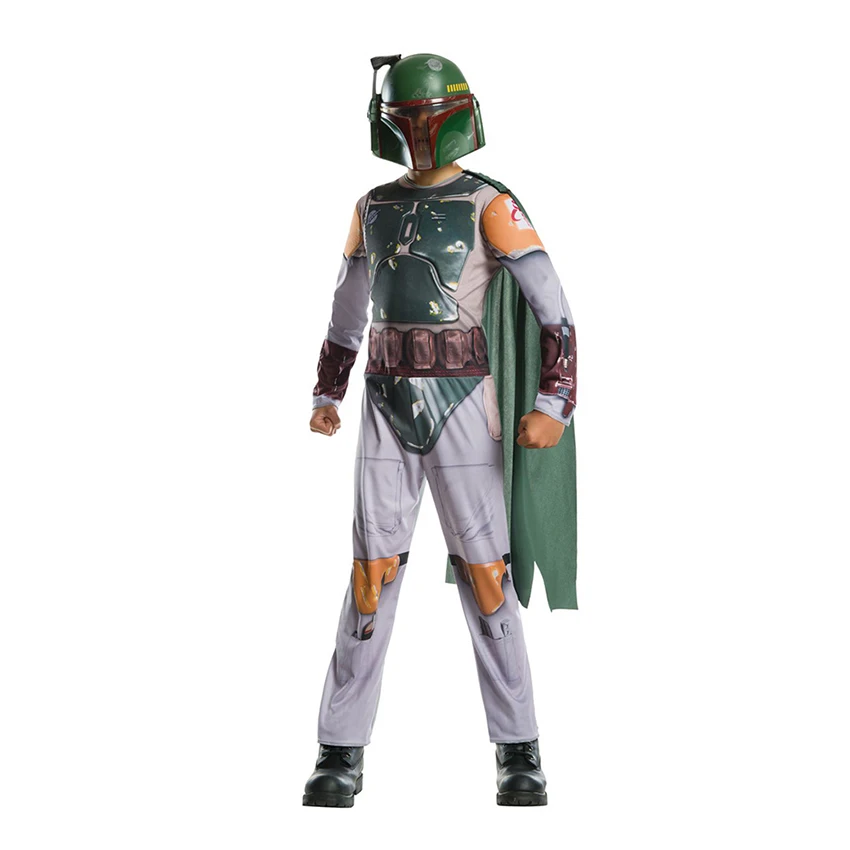 

Planet Wars Boba Fett Cosplay Halloween Costume for Kids Boy Cloak Anime Weaponry Boba Fett Jumpsuits Carnival Helmet Mask