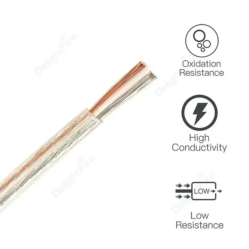 2pin провод для динамика 22AWG 20AWG 18AWG прозрачный ПВХ Луженый неизолированный медный