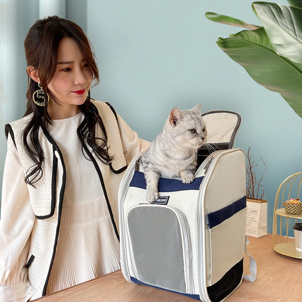 

Pet Carrier Bag Cat Backpack Portable Collapsible Breathable for Medium Cat Dog Backpacks Outdoor Front Bag Mesh Backpack