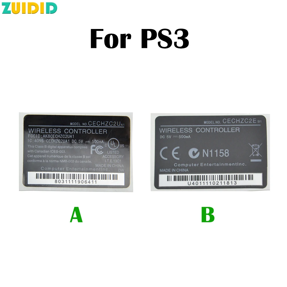 ZUIDID 1pcs For PS3 Replacement Handle Sticker for PS3 Wireless handle Controller back label A B Housing Shell Sticker