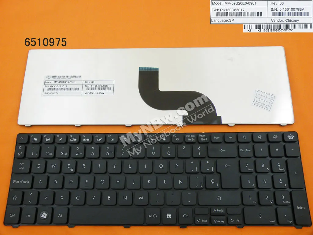 

SP Laptop Keyboard for GATEWAY ID 15.6"/Packard Bell TM81 TM86 TM87 TM89 TM94 TX86/NV50A NV55C BLACK