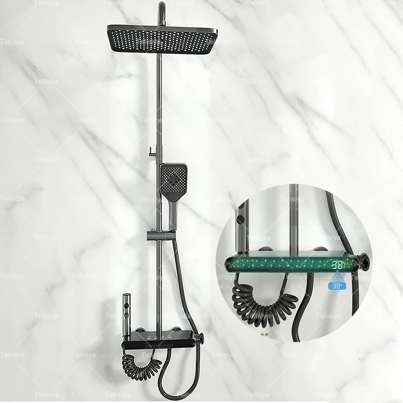 Серый душевой набор с цифровым дисплеем усилитель для ванной комнаты насадка