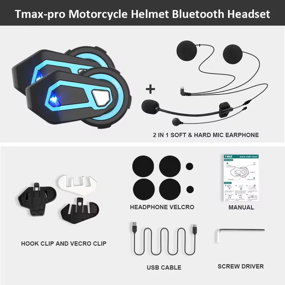 

Система Связи Для Мотоциклетных Шлемов Freedconn T Max Pro С Bluetooth 5.0, Интерком Для 6 Райдеров, Дальность 1200 М, FM-радио