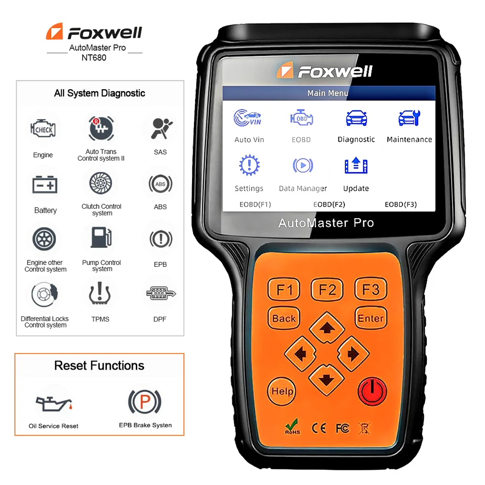 Автоматический диагностический инструмент Foxwell NT680 Pro со специальной функцией, обновленная версия NT644 Pro