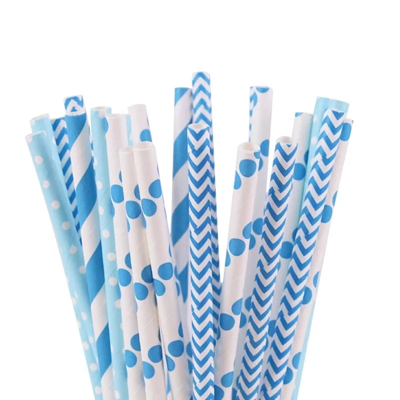 

100 50 25PCS/Lot Creative Mixed Colors Paper Straws Wedding Birthday Decoration Christmas Baby Shower Event Party Supplies