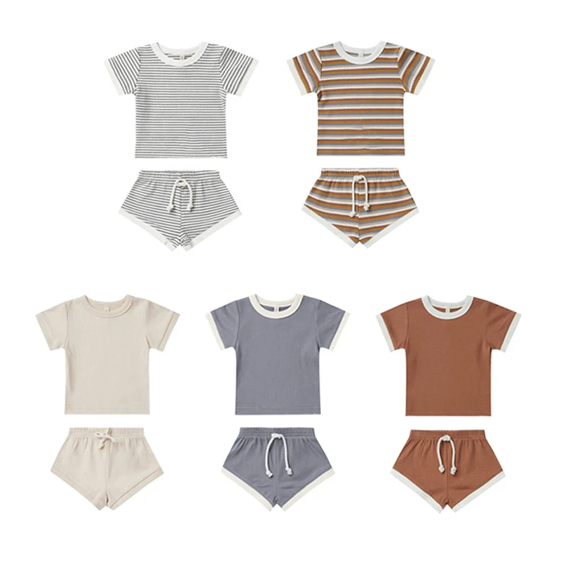 2022 Baby Clothing Set Striped Baby Boy Girl Clothes Cotton Short-sleeved Two-piece Set Summer Babi Clothing 6-36M