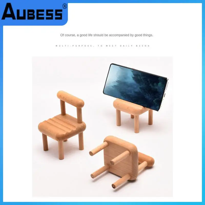 

Beech Wood Multifunctional Creative Chair Mobile Phone Holder Desktop Tablet Mount High-quality Lazy Drama Phone Holder Small