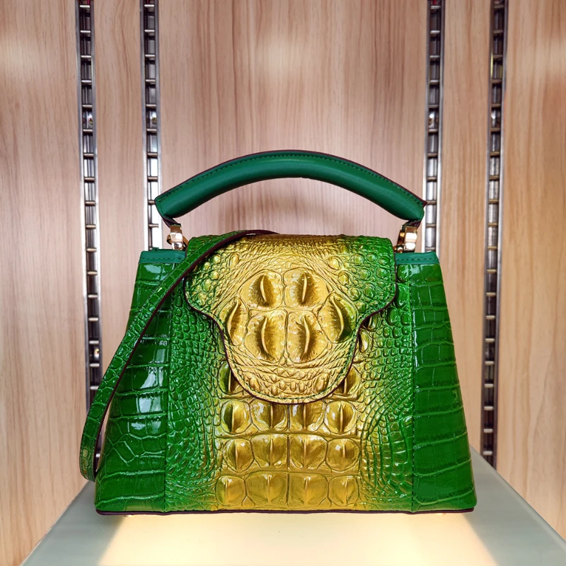2022 new high-quality crocodile leather shell women's bag fashion light luxury hand messenger shoulder bag