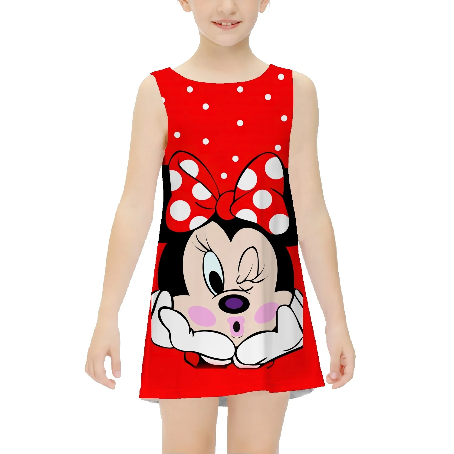 Disney Mickey and Minnie Girls Floral Dress Summer Children's Princess Dress Summer Western Style Tank Top Dress