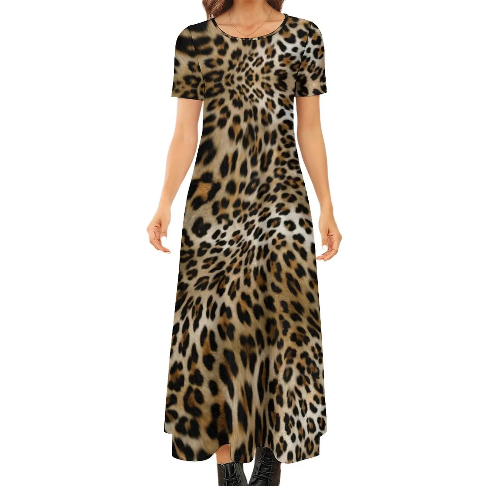 

Платье-макси с леопардовым принтом, большие размеры 6XL 7XL