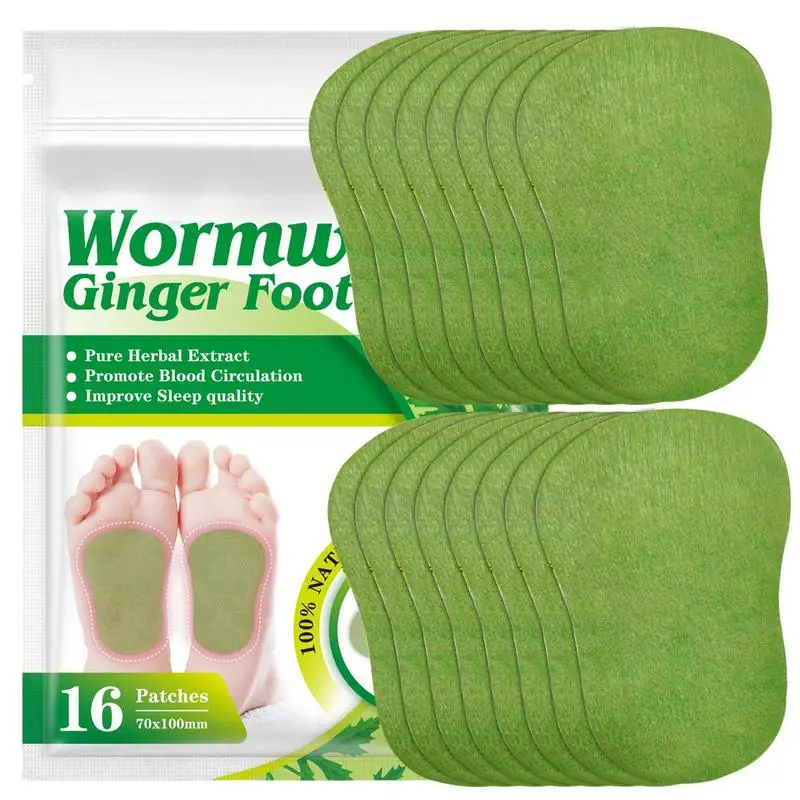 

Foot Detox Patches Relieve Stress Help Sleeping Body Toxins Cleansing Foot Care Self Heating Wormwood Ginger Detox Pad 16pcs