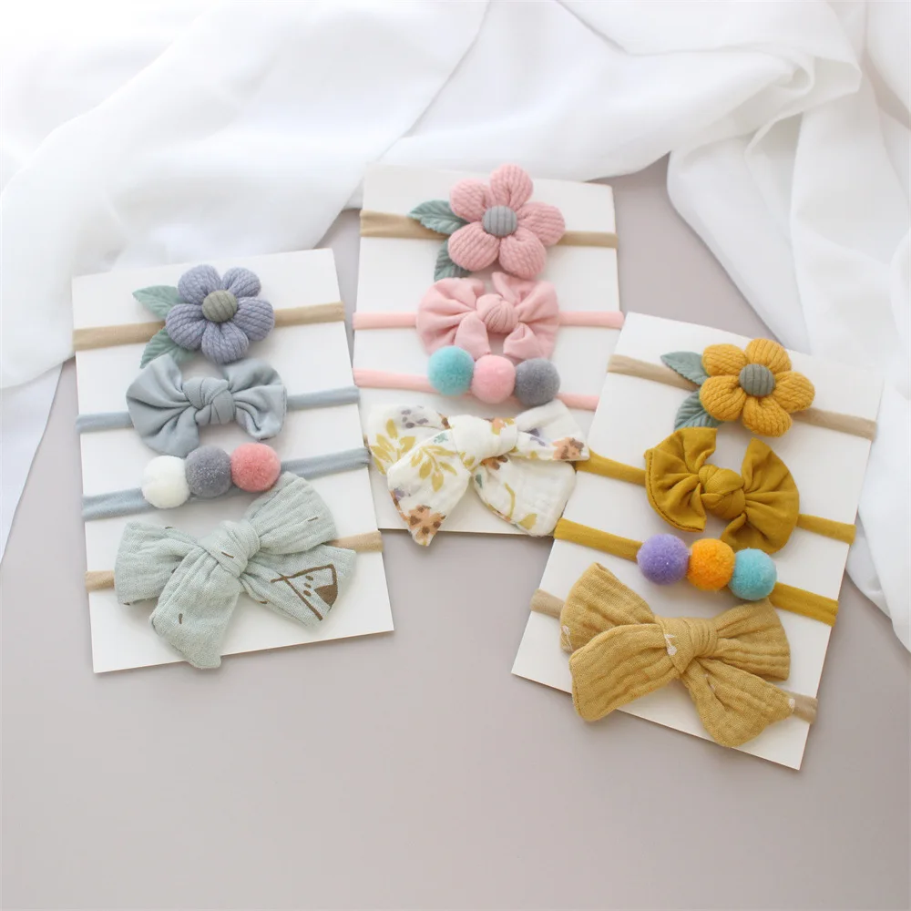 

Free Shipping 4pcs/set Hot Sale Big Flower Headwrap Baby Headbands Large Bow Headbands Baby Hair Bow Headband WLY147