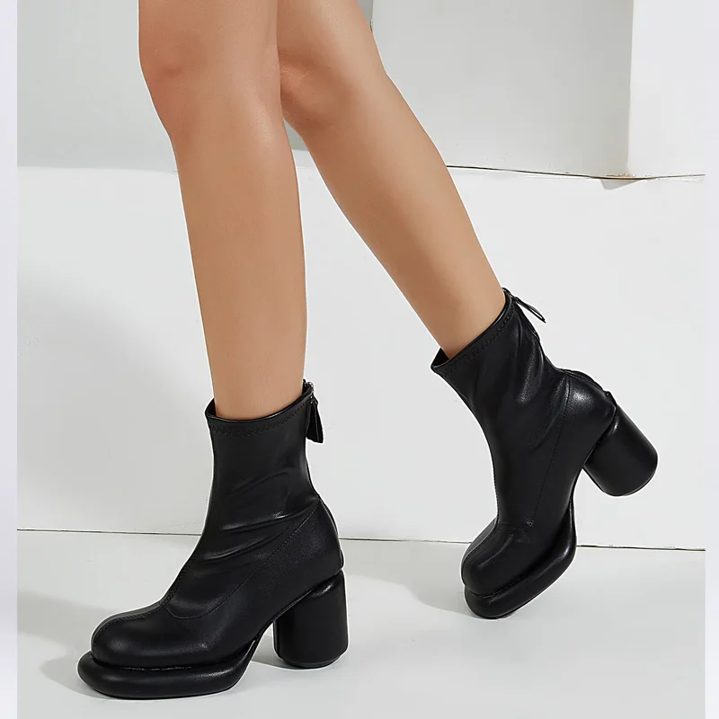 

Eilyken High Quality Round Toe Ankle Boots Women Thick Platform Autumn Winter Zipper Ladies Street Style Shoes Mujer