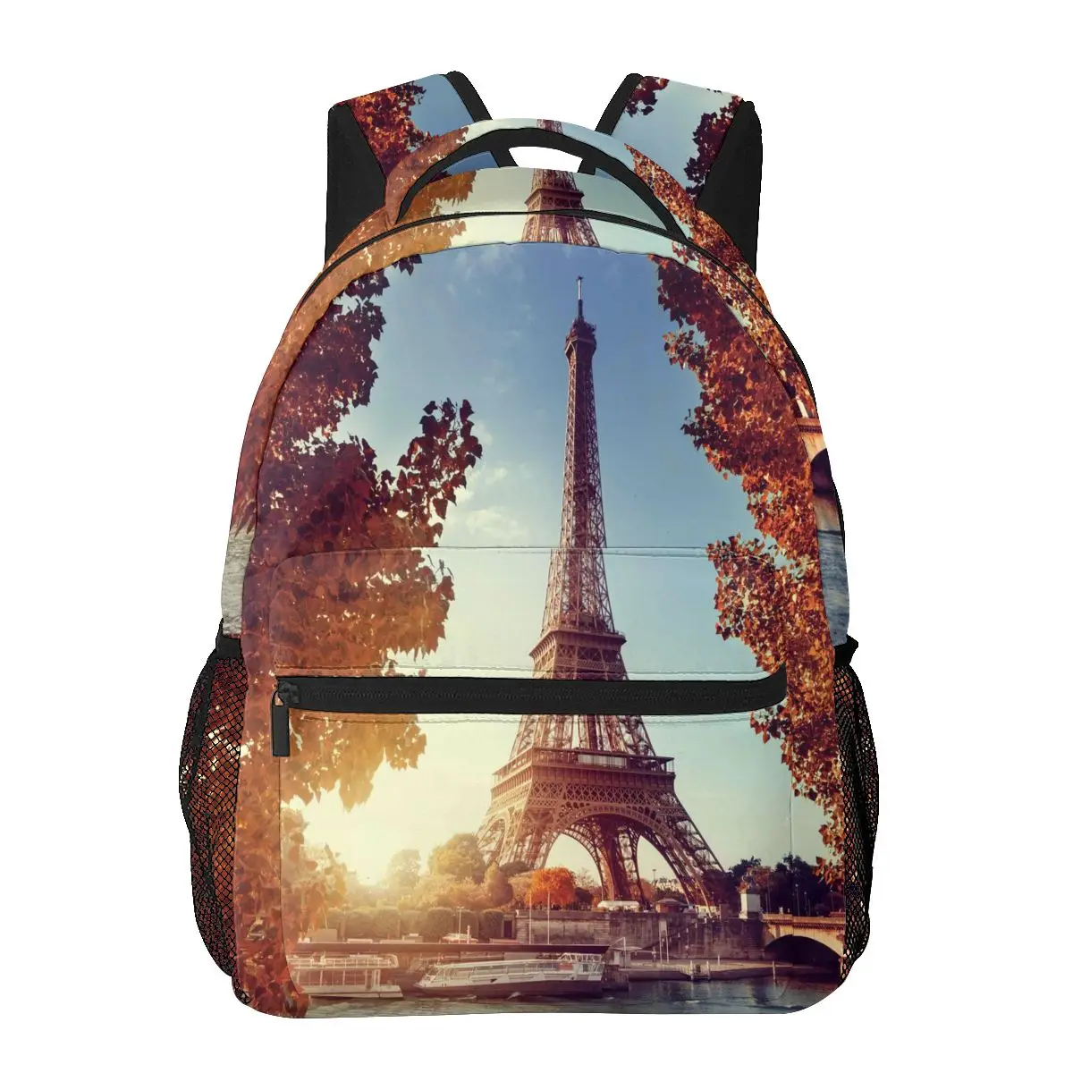 

Women Backpack Seine In Paris With The Eiffel Tower Fashion Bag for Women Men School Bag Bookbag Mochila