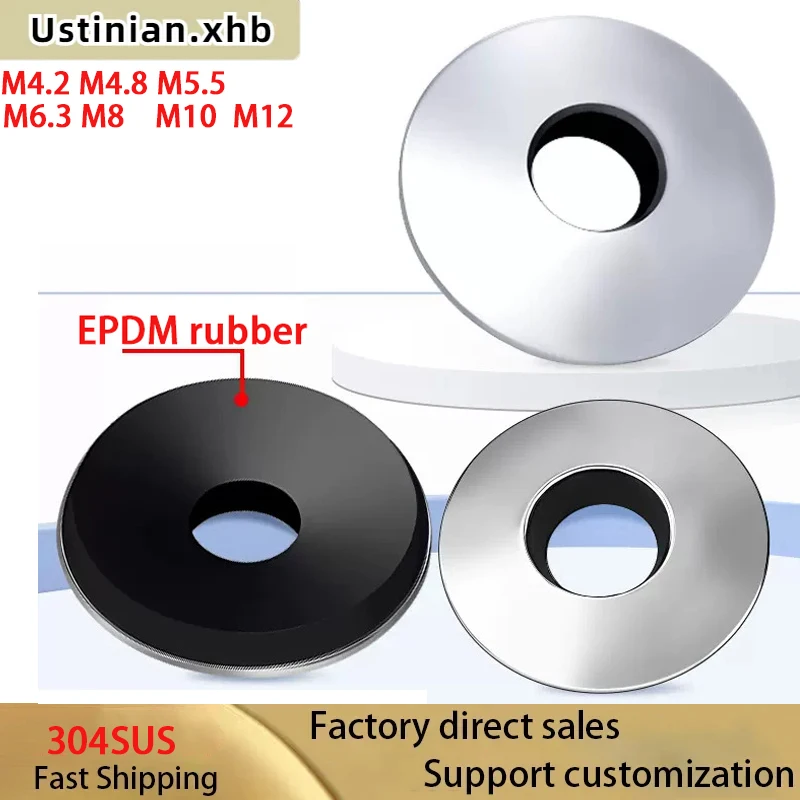 M4.2 M4.8 M5.5 M6.3 M8 M10 M12 304 Уплотнительные шайбы из нержавеющей стали Резина EPDM Водонепроницаемые пылезащитные складные прокладки Нескользящая прокладка