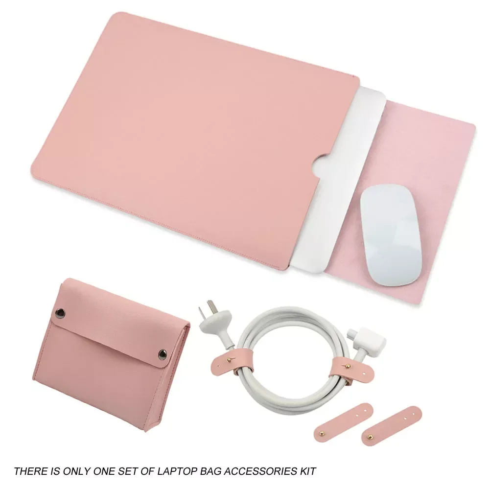 

13.3in Office Protective Sleeve Case Desk Pad Study 5 In 1 Laptop Bag Accessories Kit Artificial Leather Travel For Macbook Pro