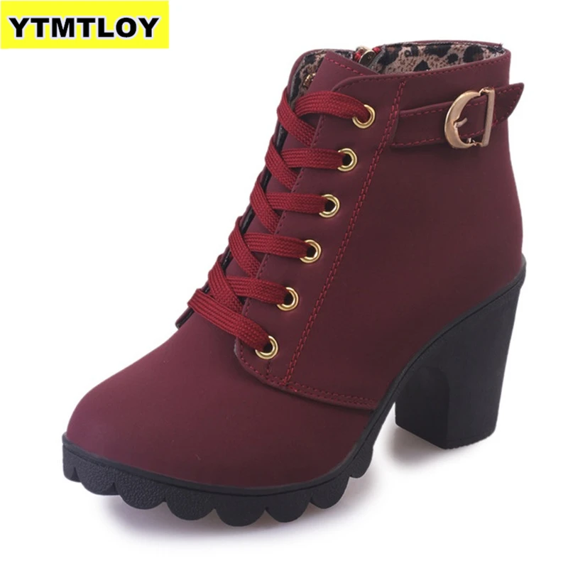 

Plus Size 35-43 Winter Casual Women Pumps Warm Ankle Boots Waterproof High Heels Snow Martin Shoes Botas Patent Botas Muje