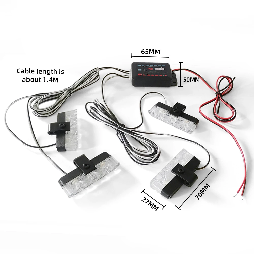 Car LED Fog Light 12LED High-bright Flashing Light Red-blue Flashing One To Four Car LED Fog Light