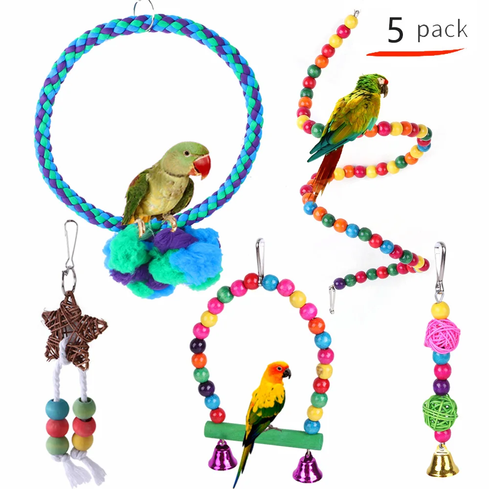 

Pet Bird Toy Hanging Cage Swing Colorful Station Bridge Parrot Toy Combination Set Bird Supplies Toys