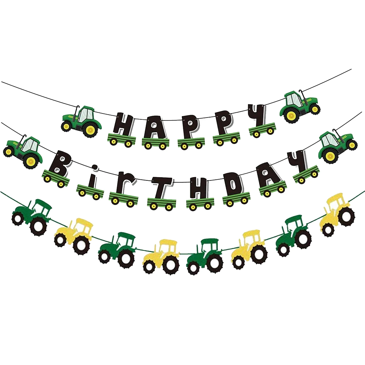 

Farm Tractor Theme Birthday Party Decoration Green Happy Birthday Banner Truck Garland for Kids 3rd 7th 8th Birthday Supplies