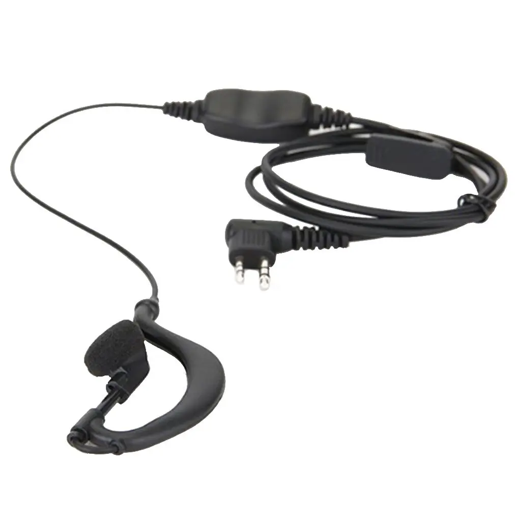 

Comfortable Earhanger Headset Earpiece Earphone Mic Replacement for Walkie Talkie Radio 2 Pin Headphones