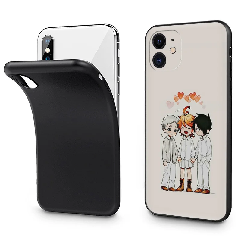 Silicone Black Phone Cases Cover for iPhone 11 14 Pro Max 12 13 Mini XR SE 7 8 6 6s Plus XS X 11Pro The Promised Neverland Anime