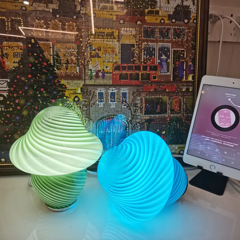 Светодиодная настольная лампа в виде грибов полупрозрачная Милая полоску из