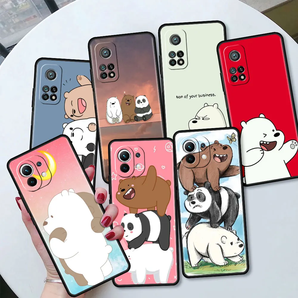 

Funny Grizzly Bare Bears Case For Xiaomi Mi 12 11 lite 5G NE 10 9 10T 12S 11T 9Tpro Note 10 Lite Black Silicon Funda Phone Cover